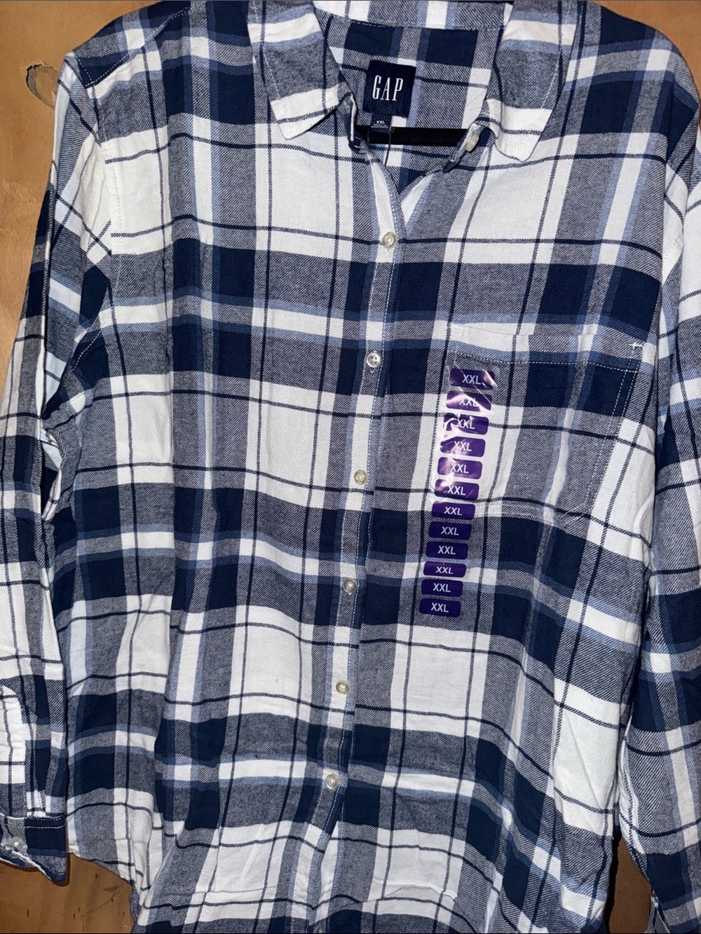 GAP woman’s Navy and White Plaid Button-Down Shirt xxl